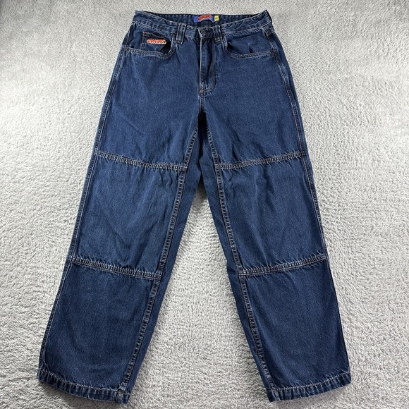 Empyre Double Knee Baggy Jeans Mens30x27 Dark Wash Skate Street Retro - Picture 1 of 11